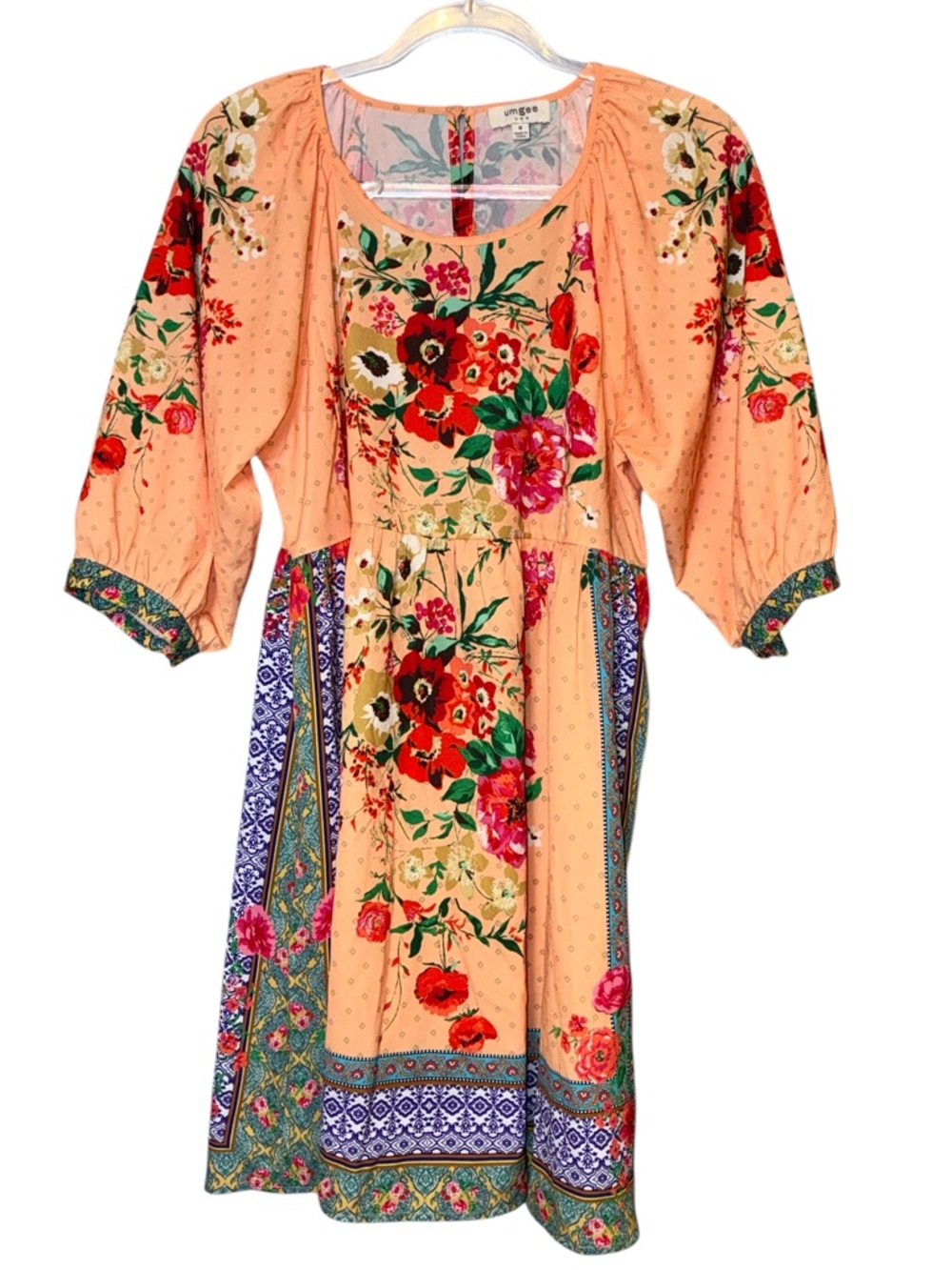Umgee boho-style floral& mixed print dress style A6466